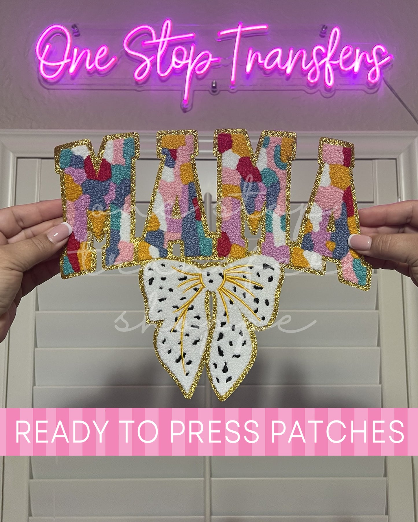 Coquette Colorful MAMA Chenille Sequin Iron On Patch - Ready to Press Patches