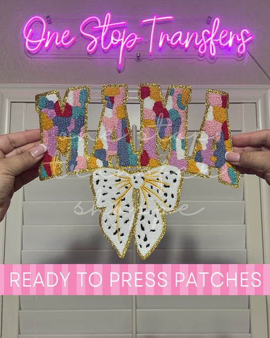 Coquette Colorful MAMA Chenille Sequin Iron On Patch - Ready to Press Patches