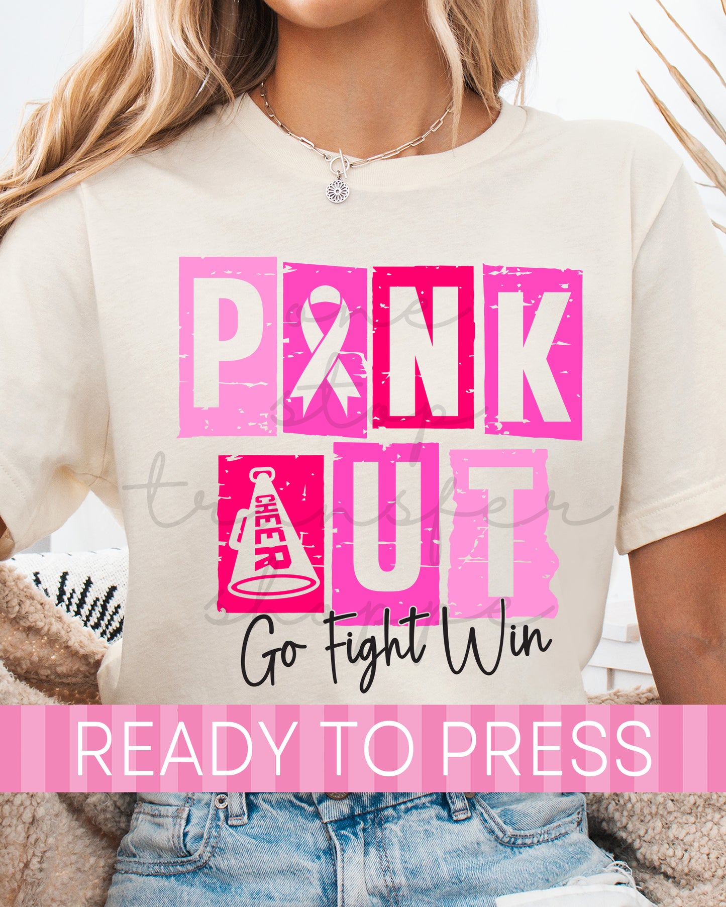 Cheer Pink Out Blocks - Ready to Press DTF Transfers