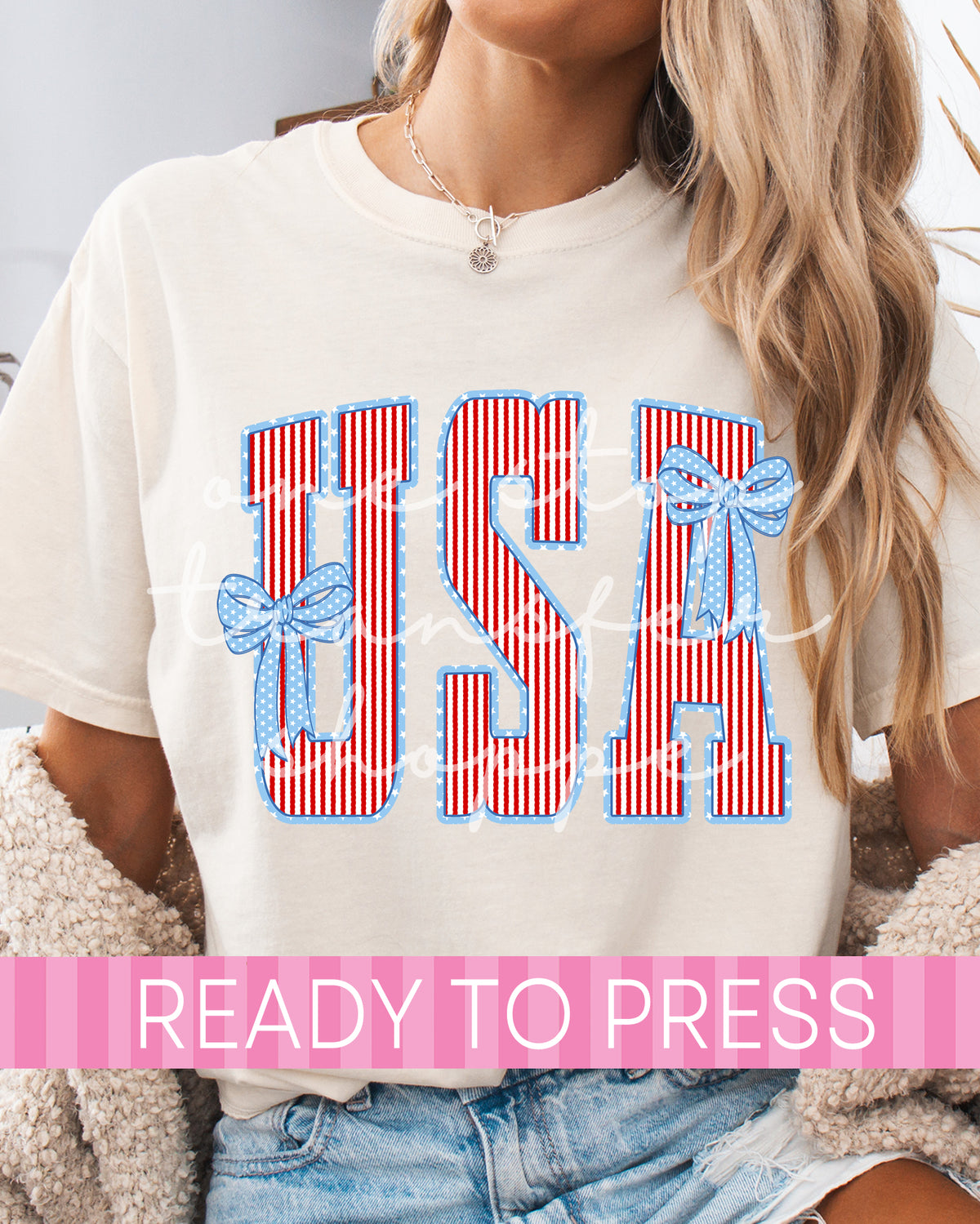 Preppy Coquette Striped USA 4th of July - Ready to Press DTF Transfers