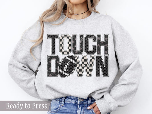 Distressed Checker Polka Dot Football Touchdown - Ready to Press DTF Transfers