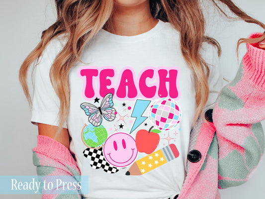 Groovy TEACH Icons - Ready to Press DTF Transfers