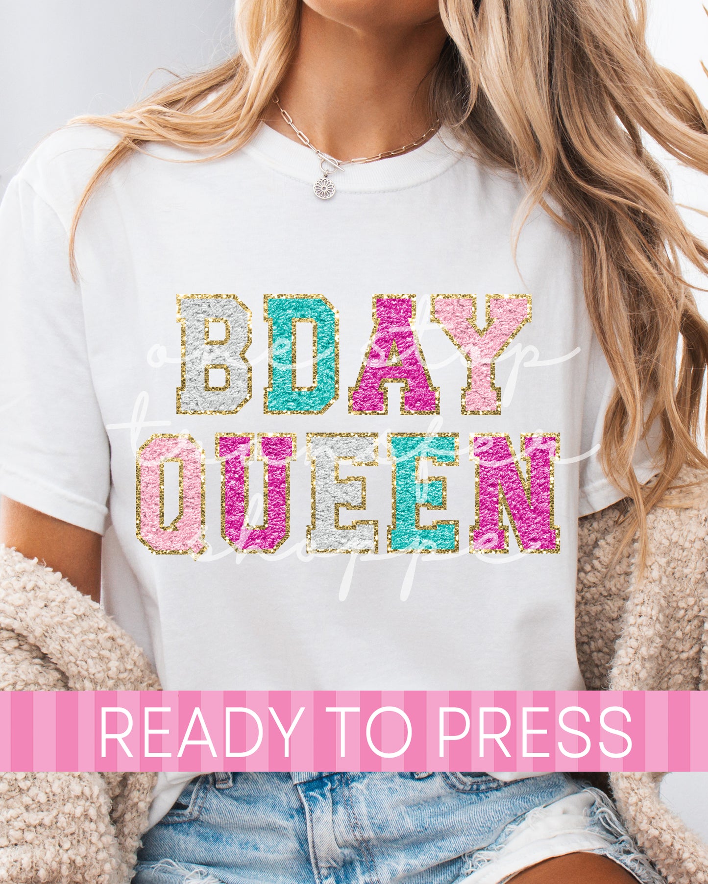 Birthday Queen Faux Chenille Patch Letters - Ready to Press DTF Transfers