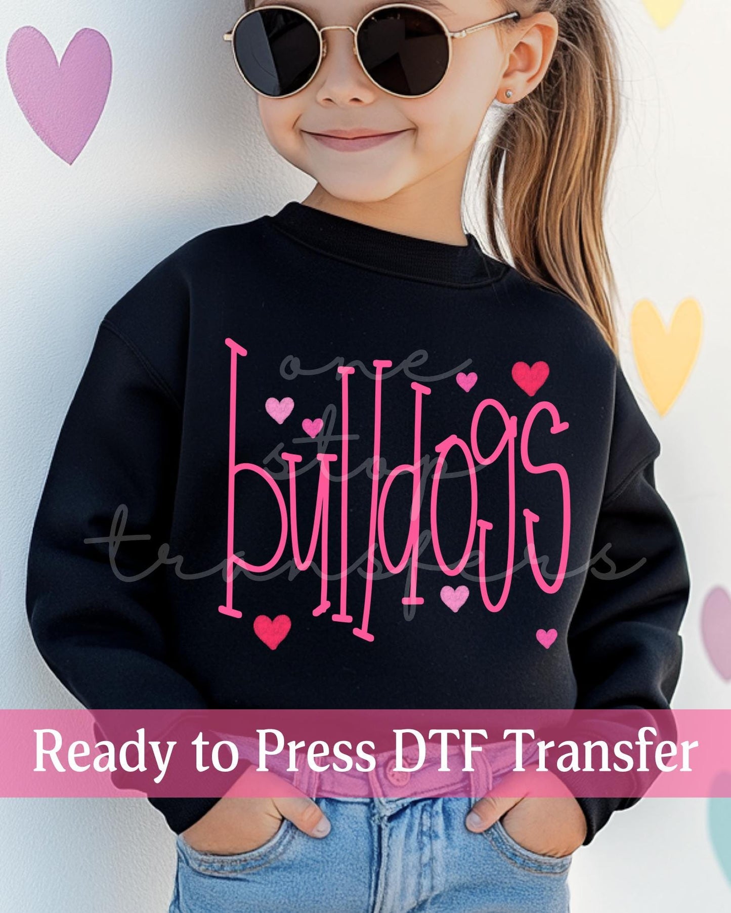 Valentine's Day Bulldogs Hearts - Ready to Press DTF Transfers