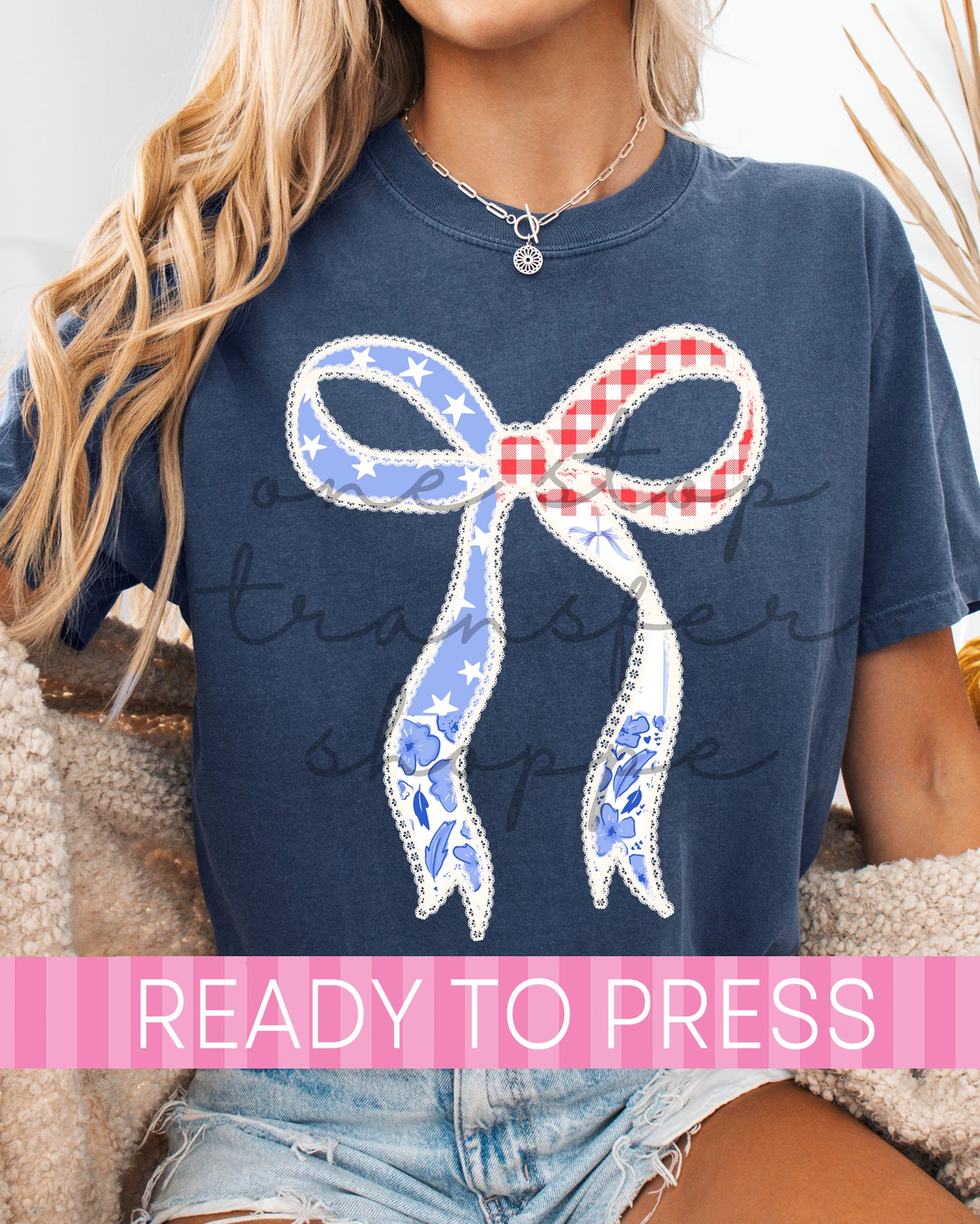 Shabby Chic Lace Coquette Patchwork 4th of July - Ready to Press DTF Transfers