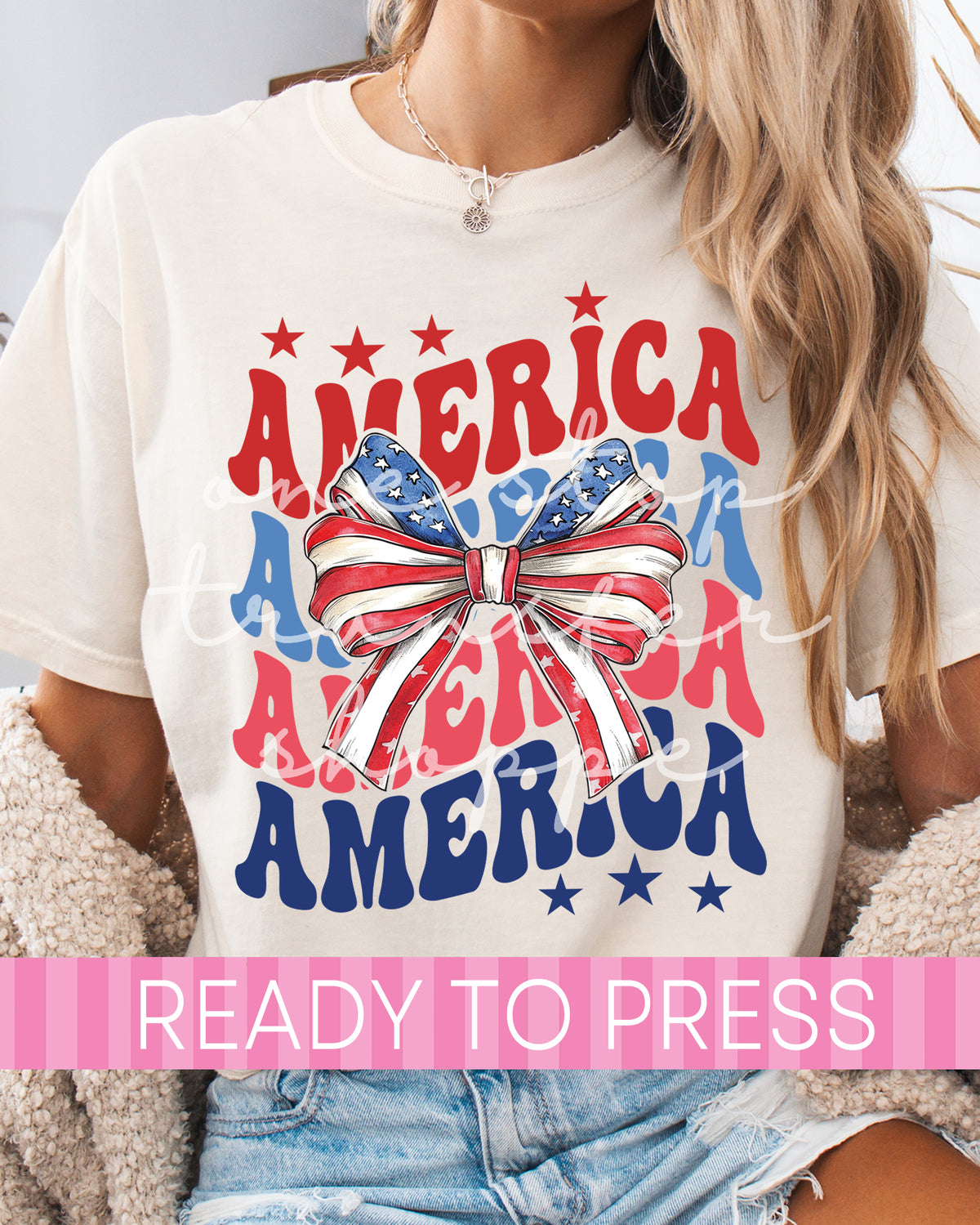 Coquette Stacked America with Bow - Ready to Press DTF Transfers