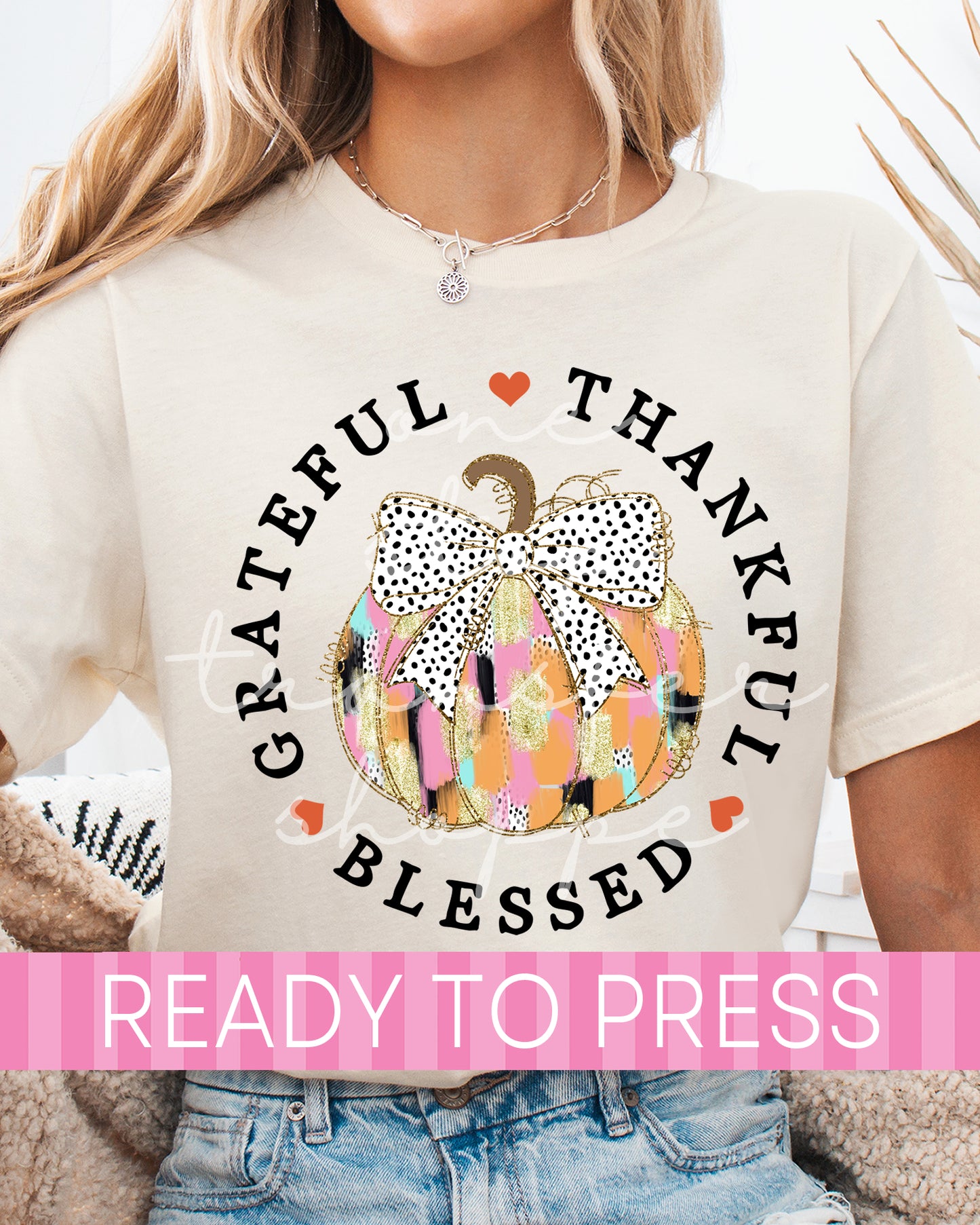 Grateful Thankful Blessed Coquette Pumpkin - Ready to Press DTF Transfers