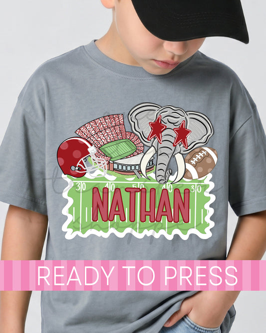 Custom Name Elephant Football Mascot - Ready to Press DTF Transfers