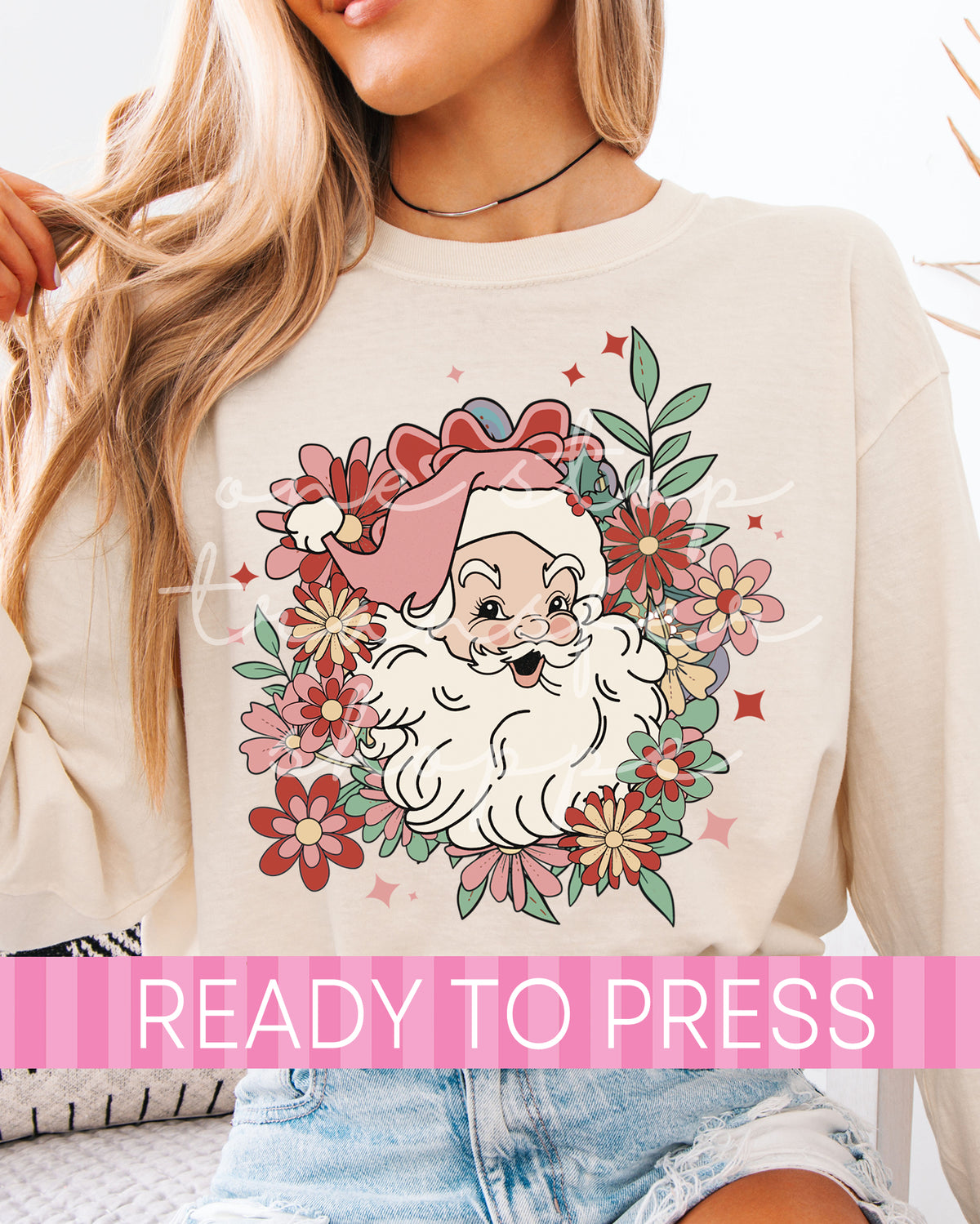 Elegant Floral Santa - Ready to Press DTF Transfers