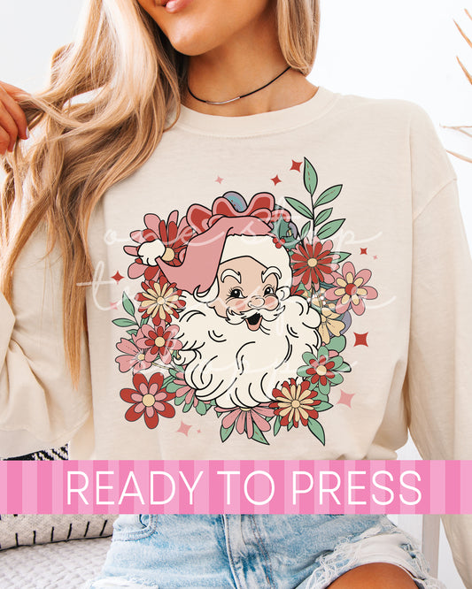 Elegant Floral Santa - Ready to Press DTF Transfers