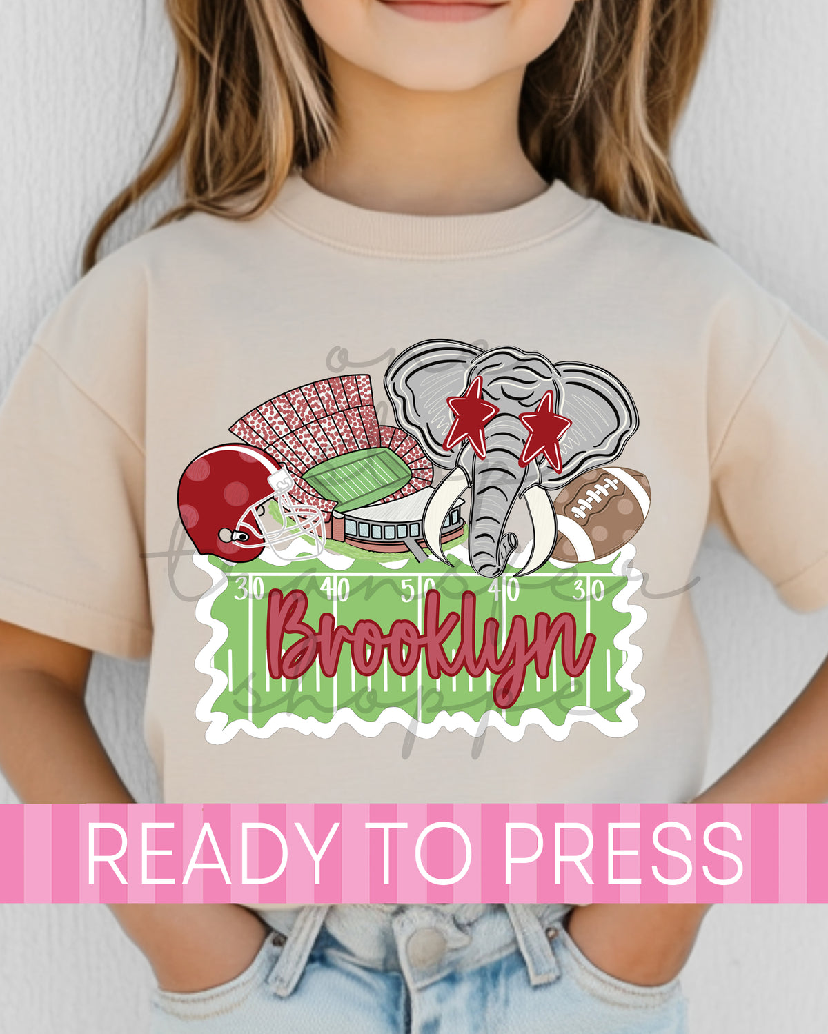 Custom Name Elephant Football Mascot - Ready to Press DTF Transfers
