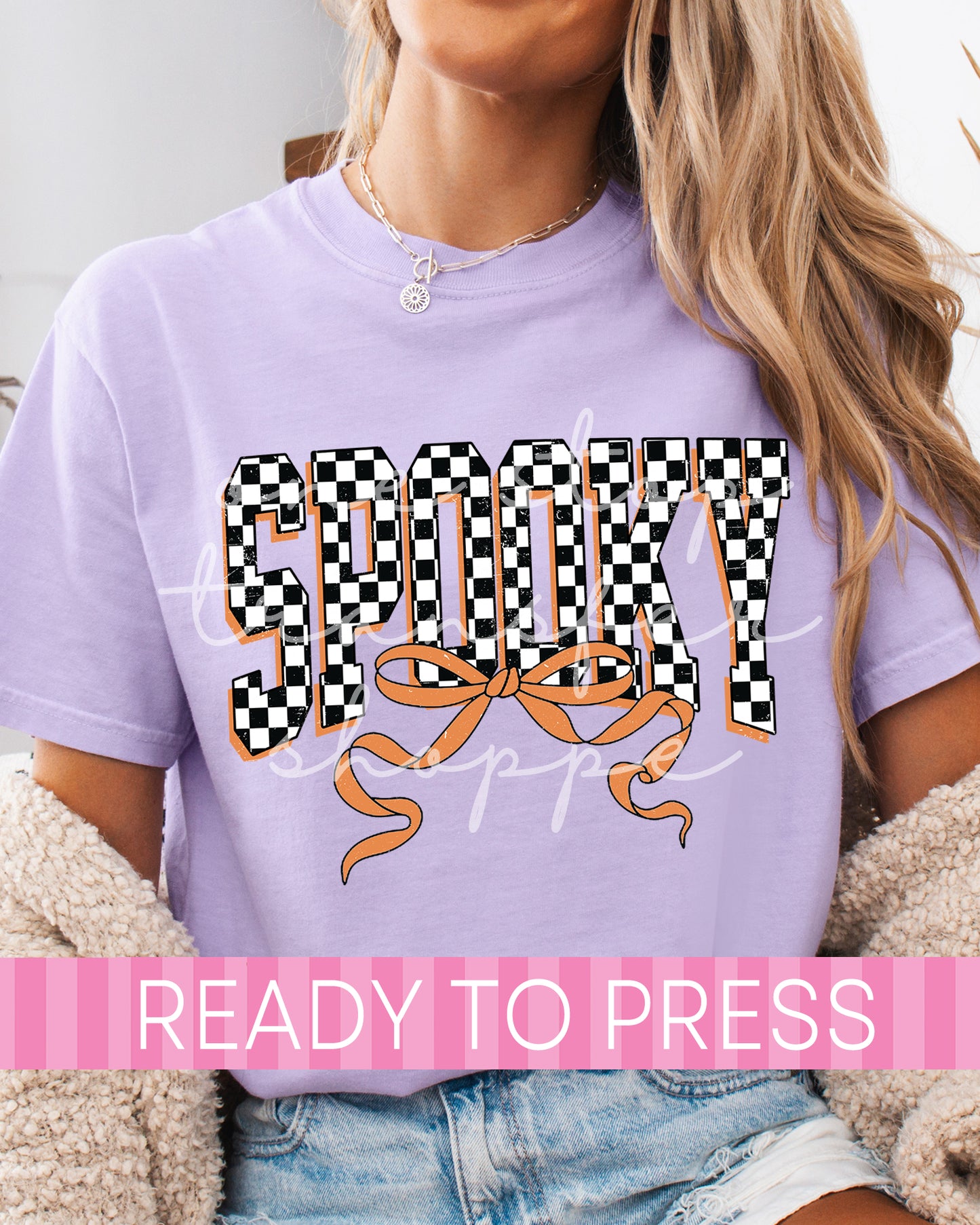 Black Orange Coquette Checker Spooky - Ready to Press DTF Transfers