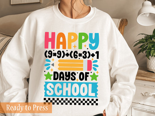 Happy 100 Days of School Math Equation - Ready to Press DTF Transfers