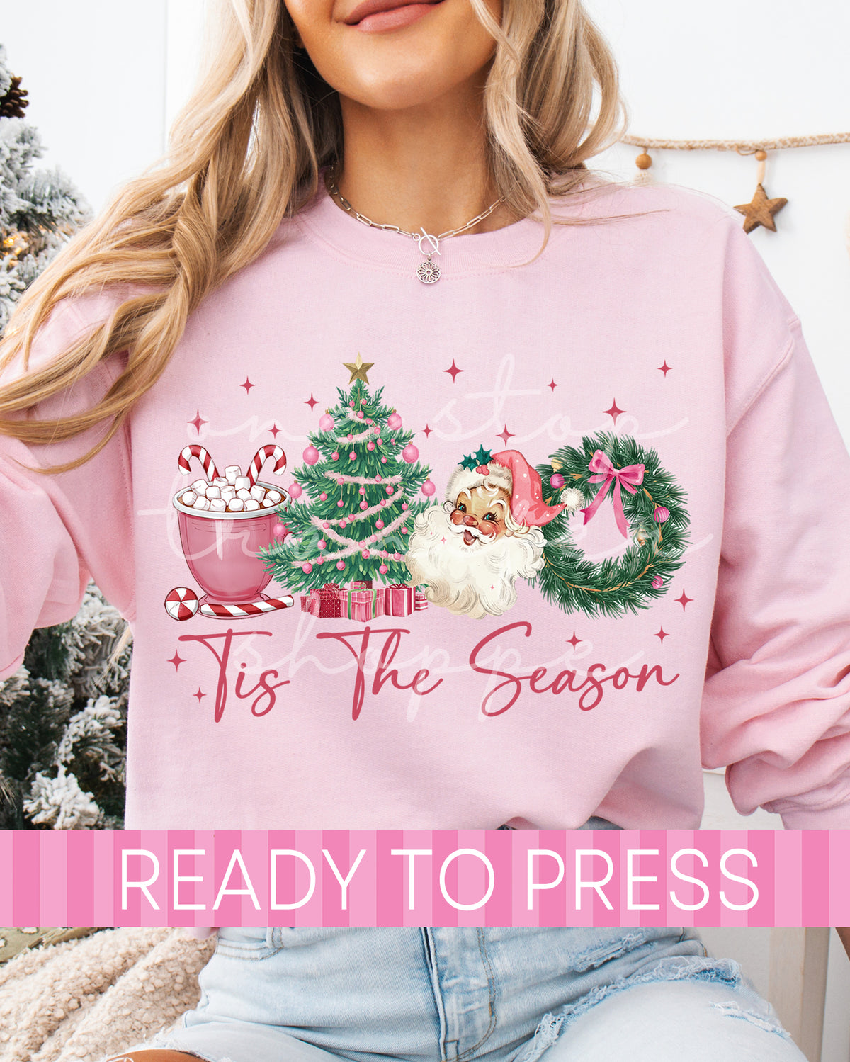 Pink Christmas Tis The Season - Ready to Press DTF Transfers