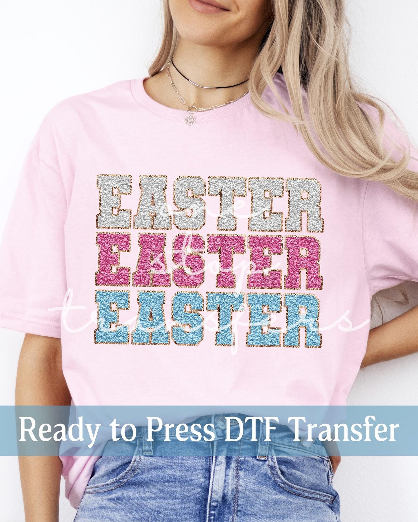 Stacked Easter Faux Chenille Patch Letters - Ready to Press DTF Transfers