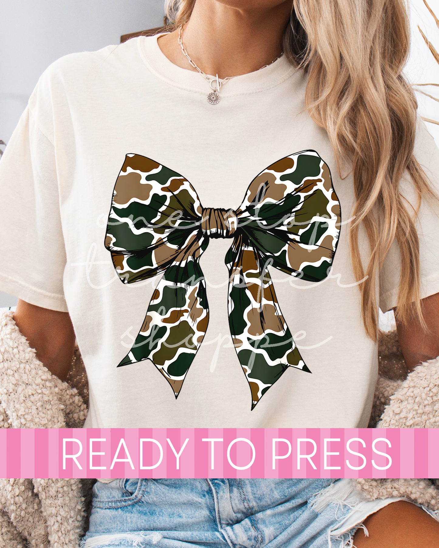 Coquette Dark Camouflage Bow - Ready to Press DTF Transfers