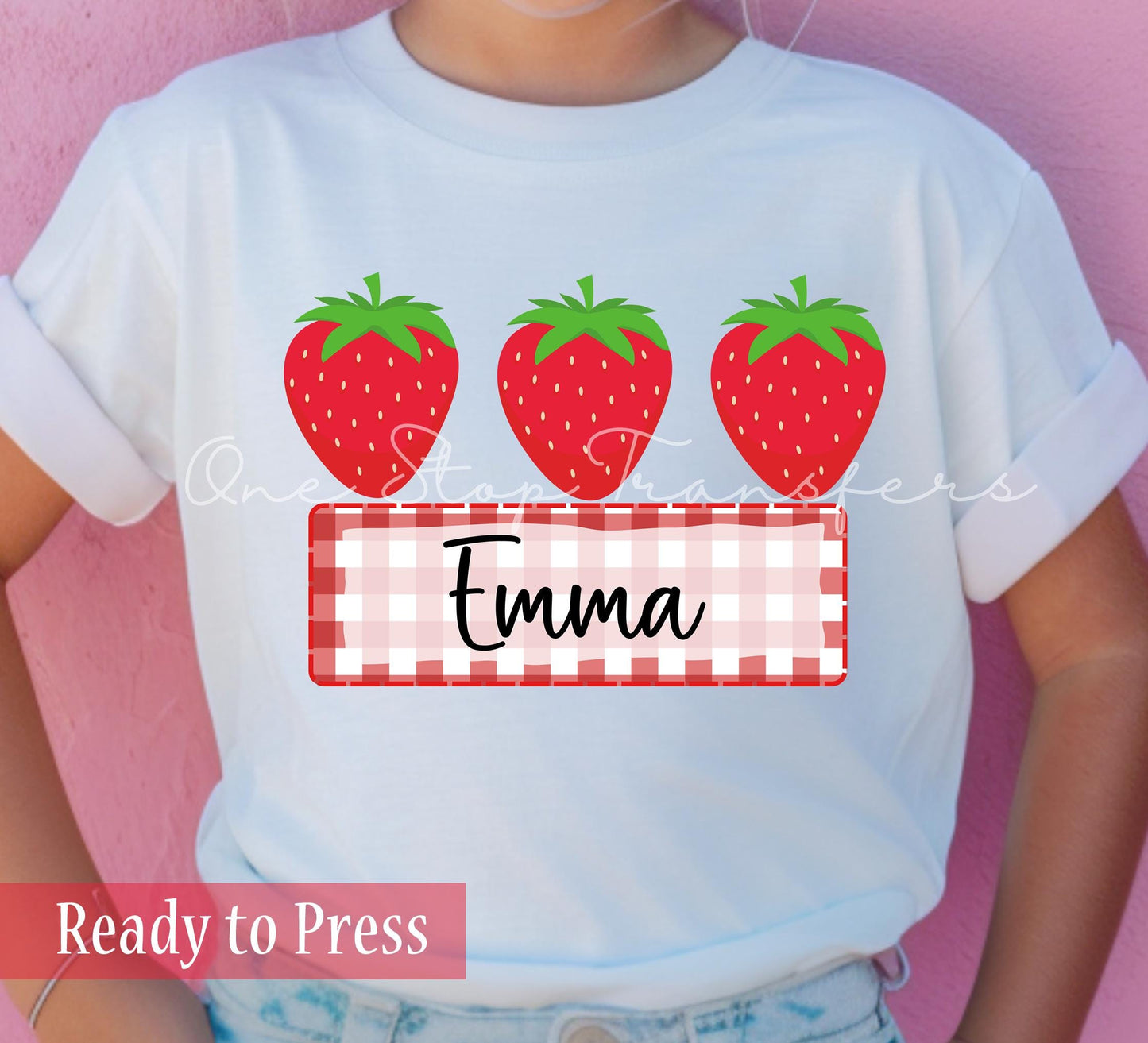 Custom Name Summer Strawberries - Ready to Press DTF Transfers