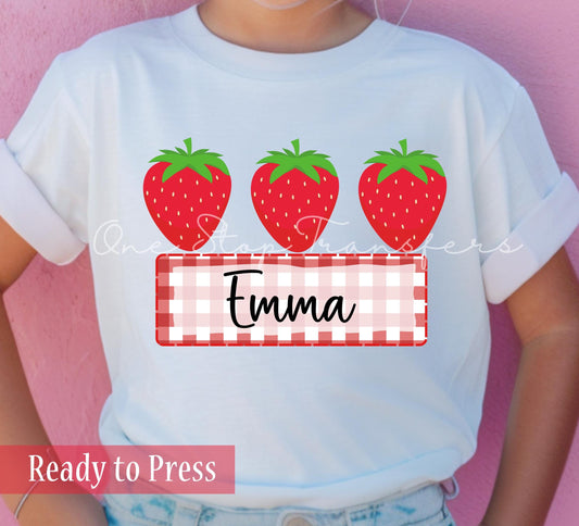 Custom Name Summer Strawberries - Ready to Press DTF Transfers