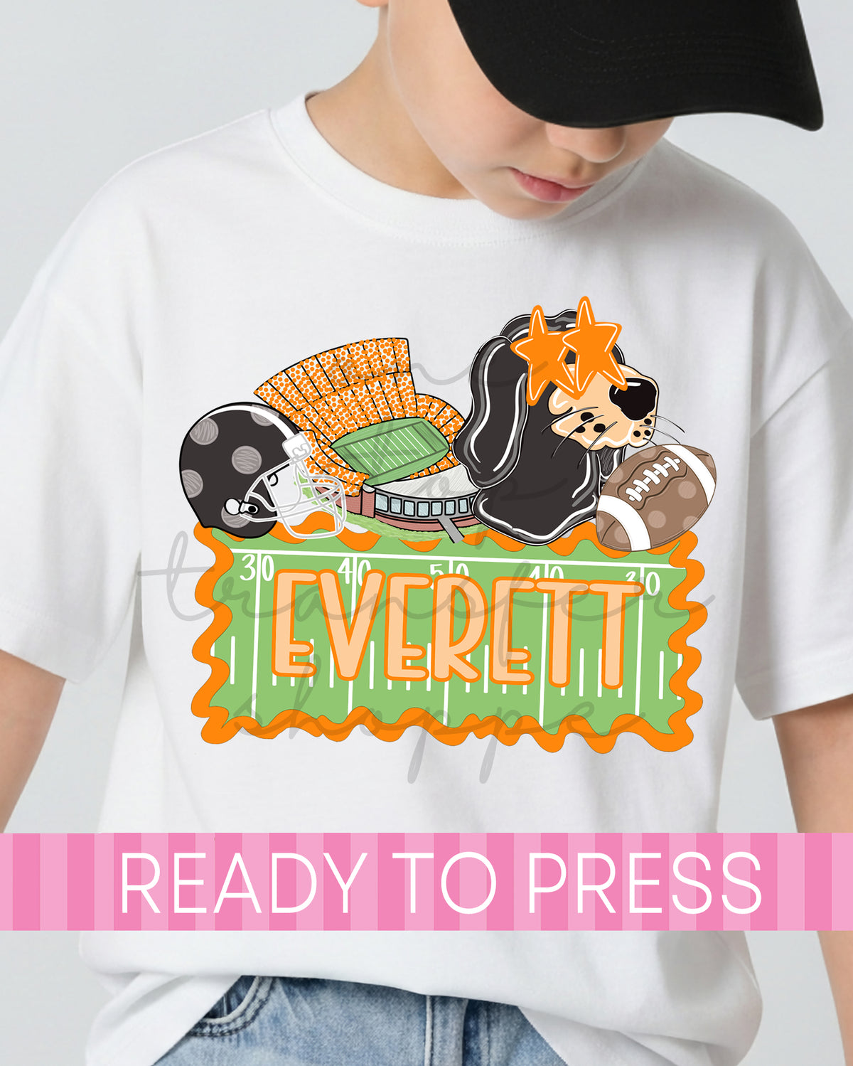Custom Name Hound Dog Football Mascot - Ready to Press DTF Transfers