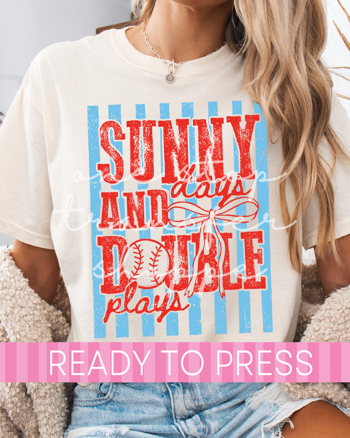 Retro Baseball Stripe Sunny Days and Double Plays - Ready to Press DTF Transfers