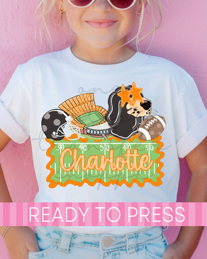 Custom Name Hound Dog Football Mascot - Ready to Press DTF Transfers