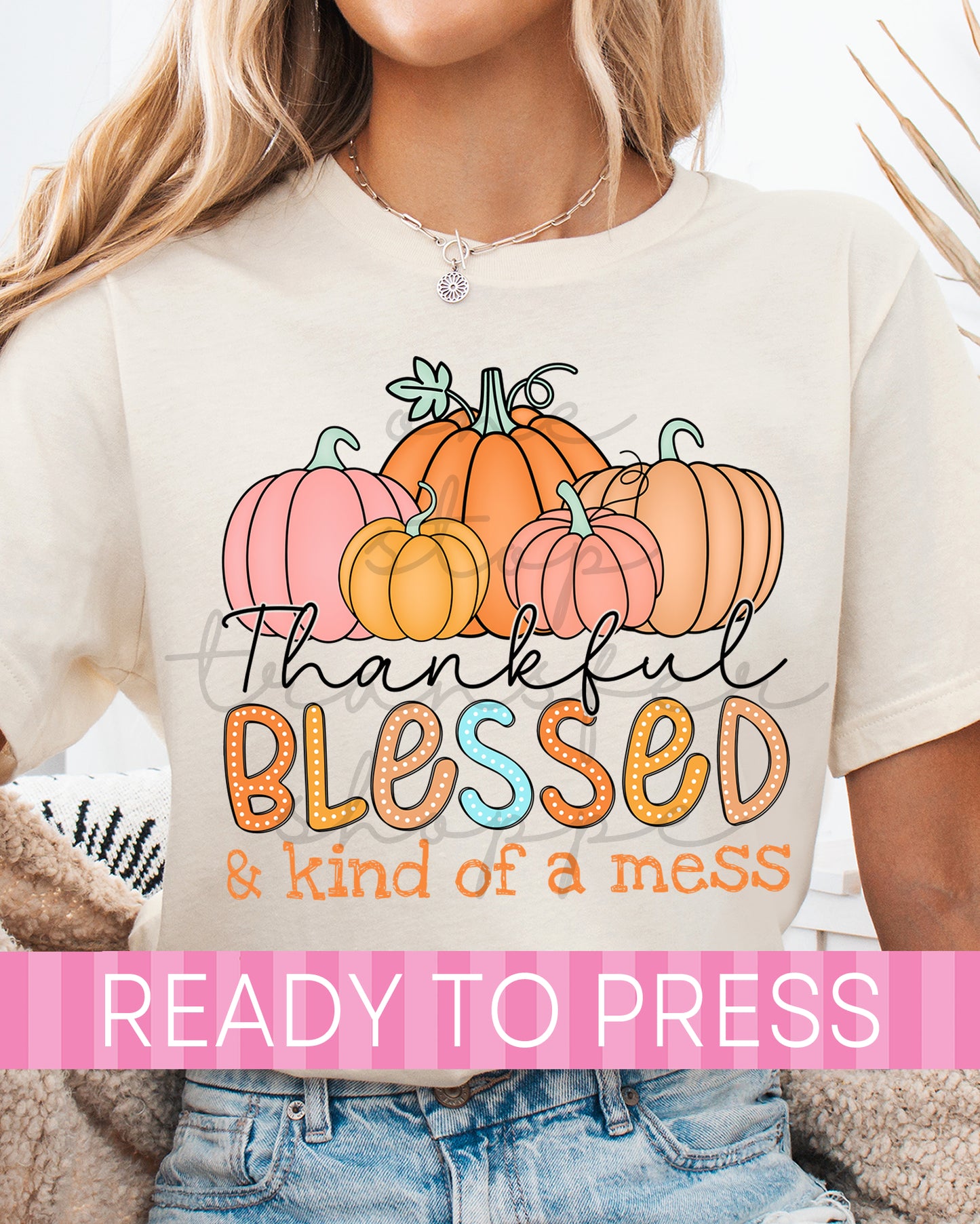 Thankful Blessed and Kind of a Mess - Ready to Press DTF Transfers