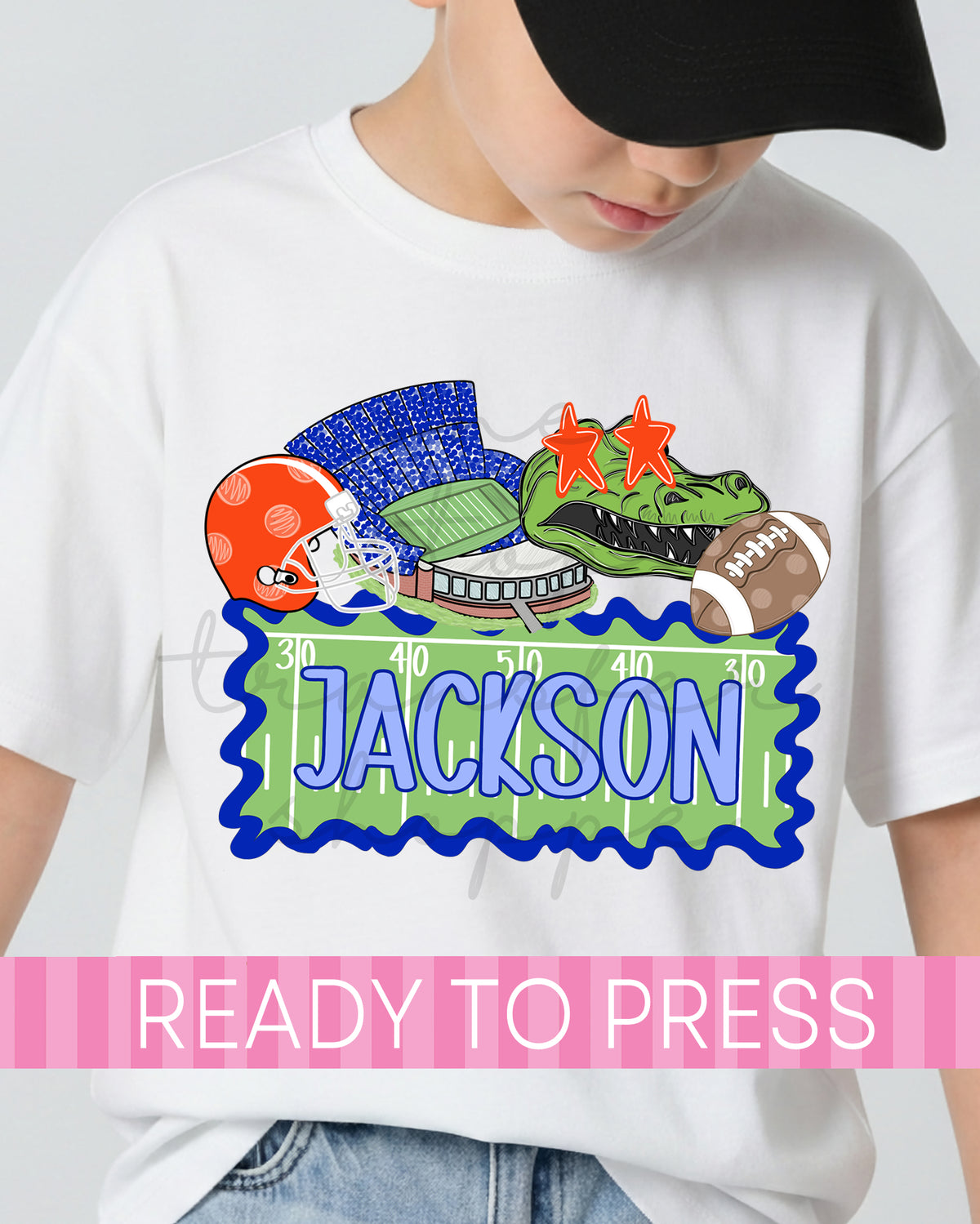 Custom Name Alligator Football Mascot - Ready to Press DTF Transfers
