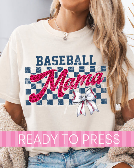 Checker Coquette Baseball Mama - Ready to Press DTF Transfers