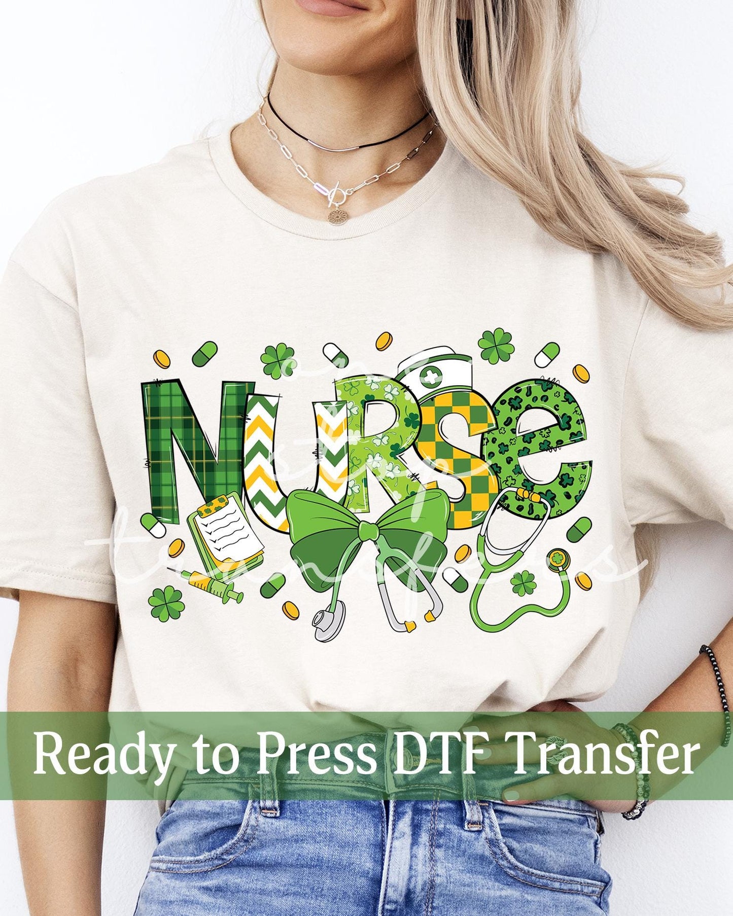 St. Patrick's Day Coquette NURSE - Ready to Press DTF Transfers