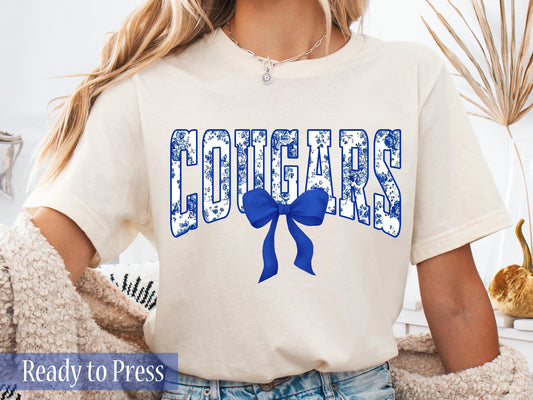 Coquette Chinoiserie Varsity COUGARS - Ready to Press DTF Transfers