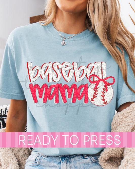 Preppy Coquette Animal Print Baseball Mama - Ready to Press DTF Transfers