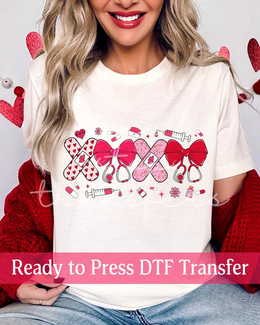 Valentine's Day Coquette Nurse XOXO - Ready to Press DTF Transfers