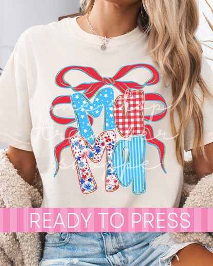 4th of July Preppy Floral Coquette Mama, Mimi, Nana, Gigi - Ready to Press DTF Transfers
