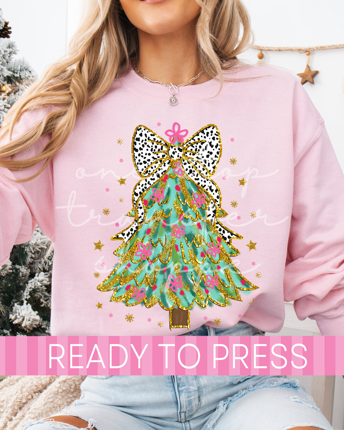Faux Glitter Colorful Watercolor Christmas Tree - Ready to Press DTF Transfers
