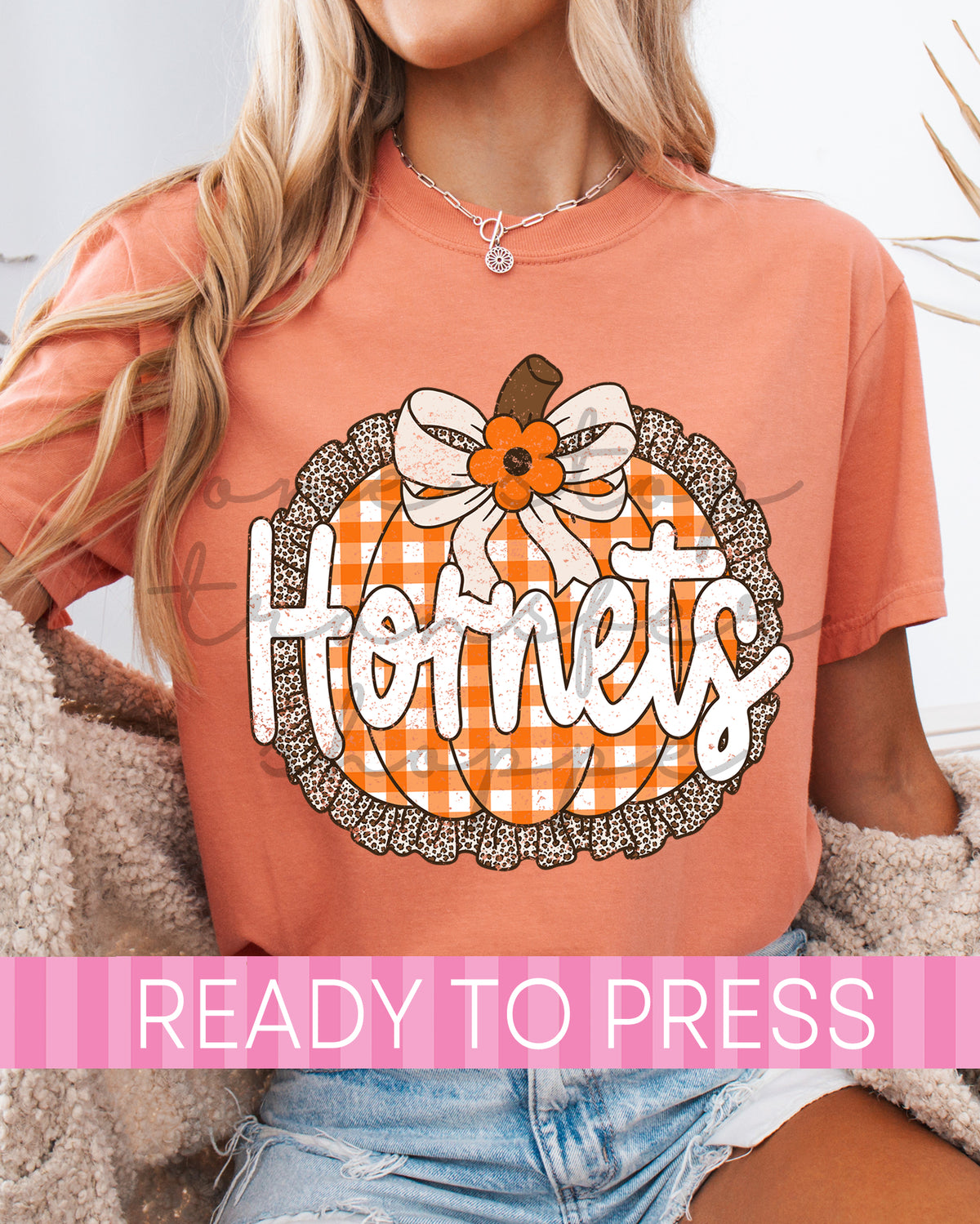 Gingham Fall HORNETS Pumpkin - Ready to Press DTF Transfers