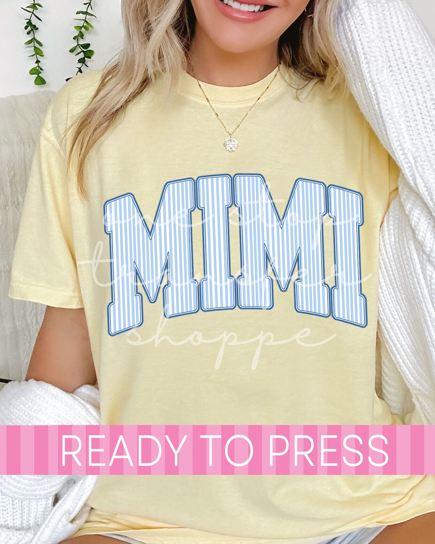 Preppy Blue Stripes Mama Nana Mimi Gigi DTF Transfer - Ready to Press DTF Transfers