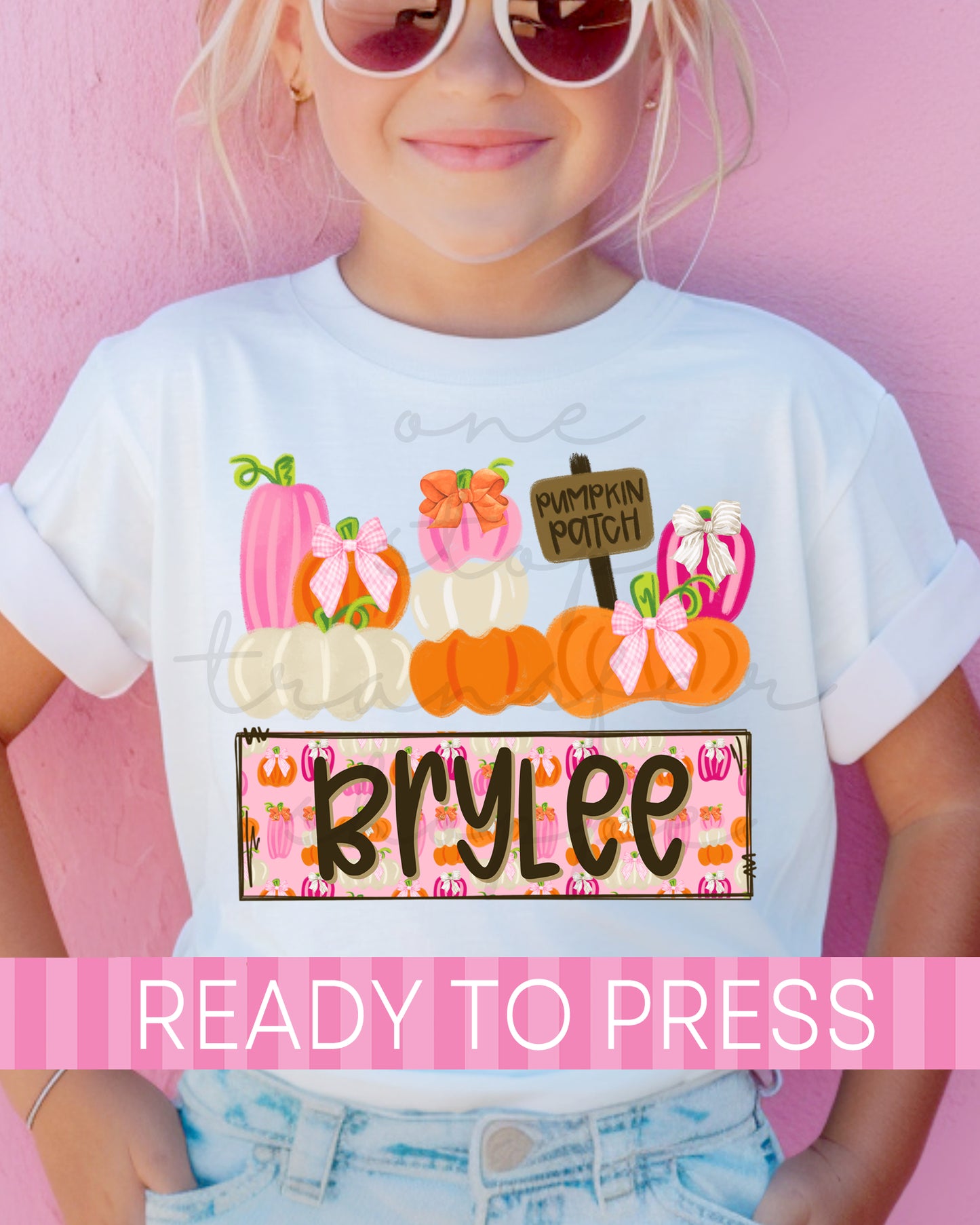 Custom Name Preppy Girl Watercolor Pumpkin Patch - Ready to Press DTF Transfers