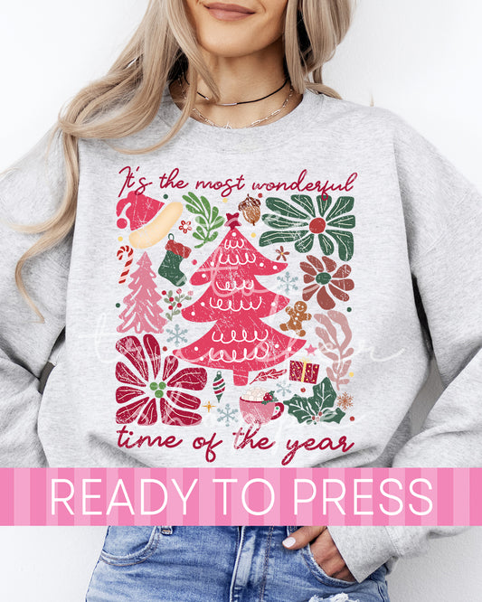 It's The Most Wonderful Time of the Year Floral Box - Ready to Press DTF Transfers