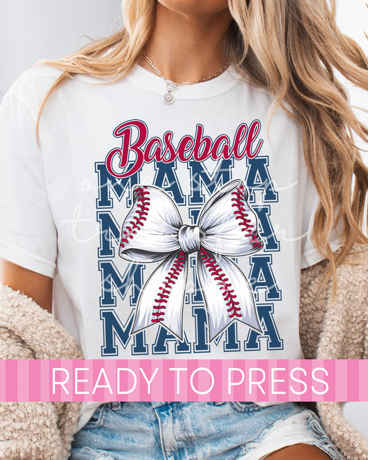 Coquette Stacked Baseball Mama - Ready to Press DTF Transfers