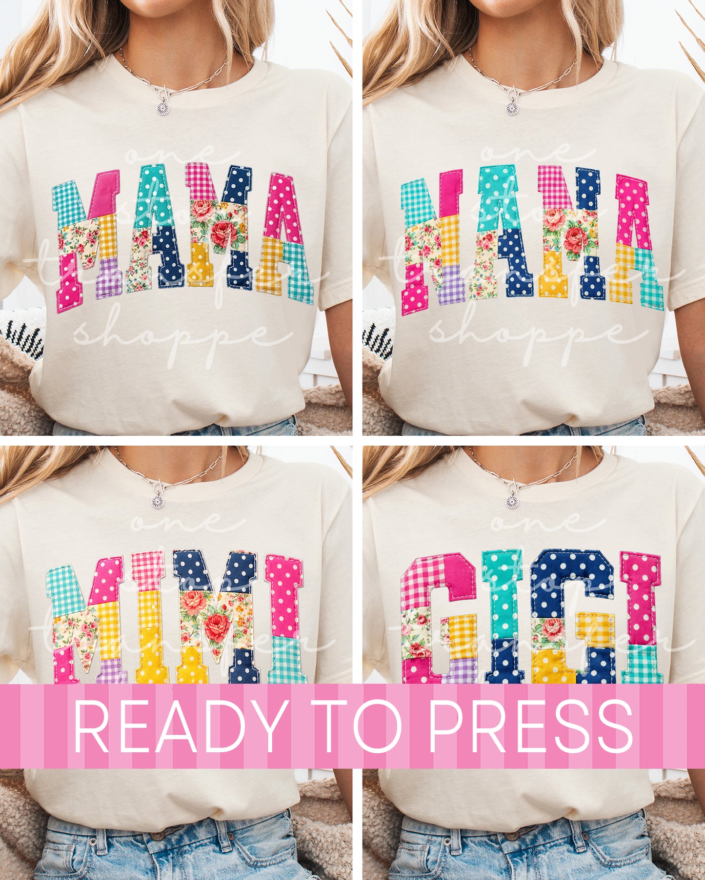 Floral Patchwork Mama Nana Mimi Gigi DTF Transfer - Ready to Press DTF Transfers