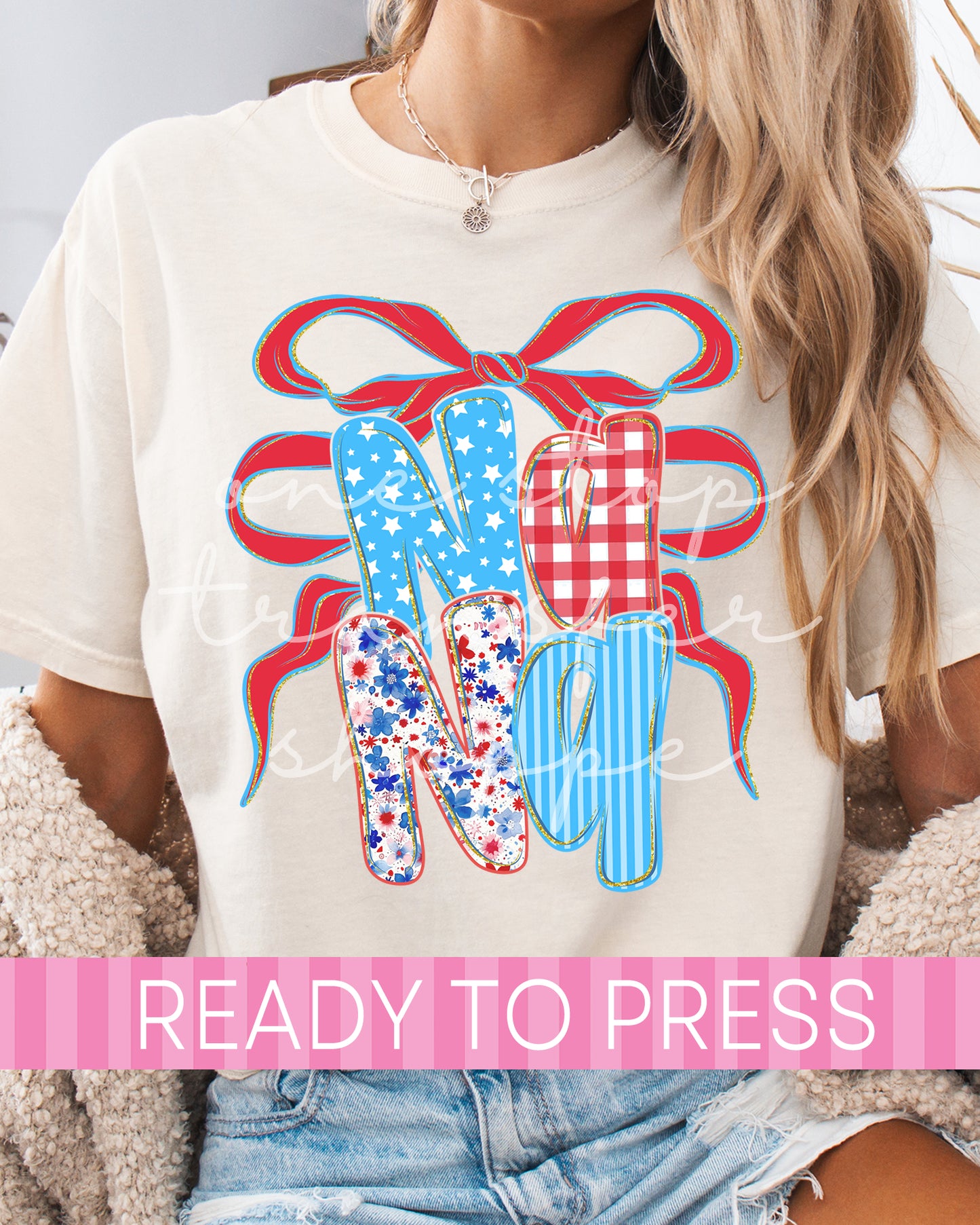 4th of July Preppy Floral Coquette Mama, Mimi, Nana, Gigi - Ready to Press DTF Transfers