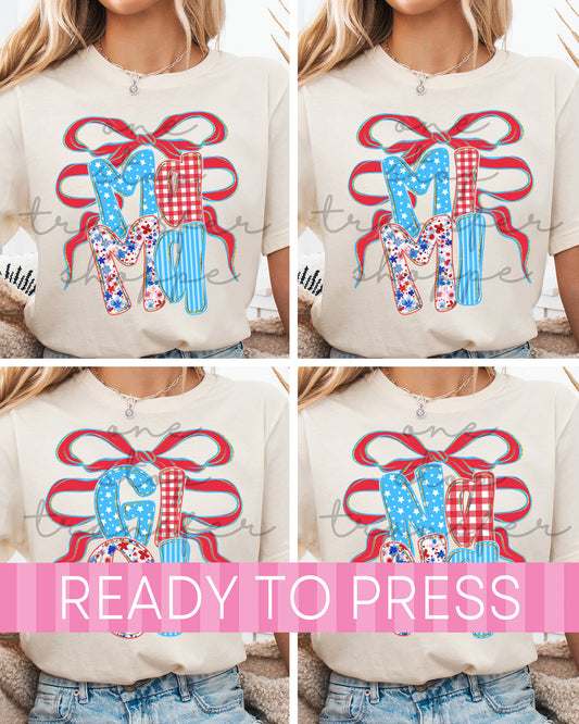 4th of July Preppy Floral Coquette Mama, Mimi, Nana, Gigi - Ready to Press DTF Transfers