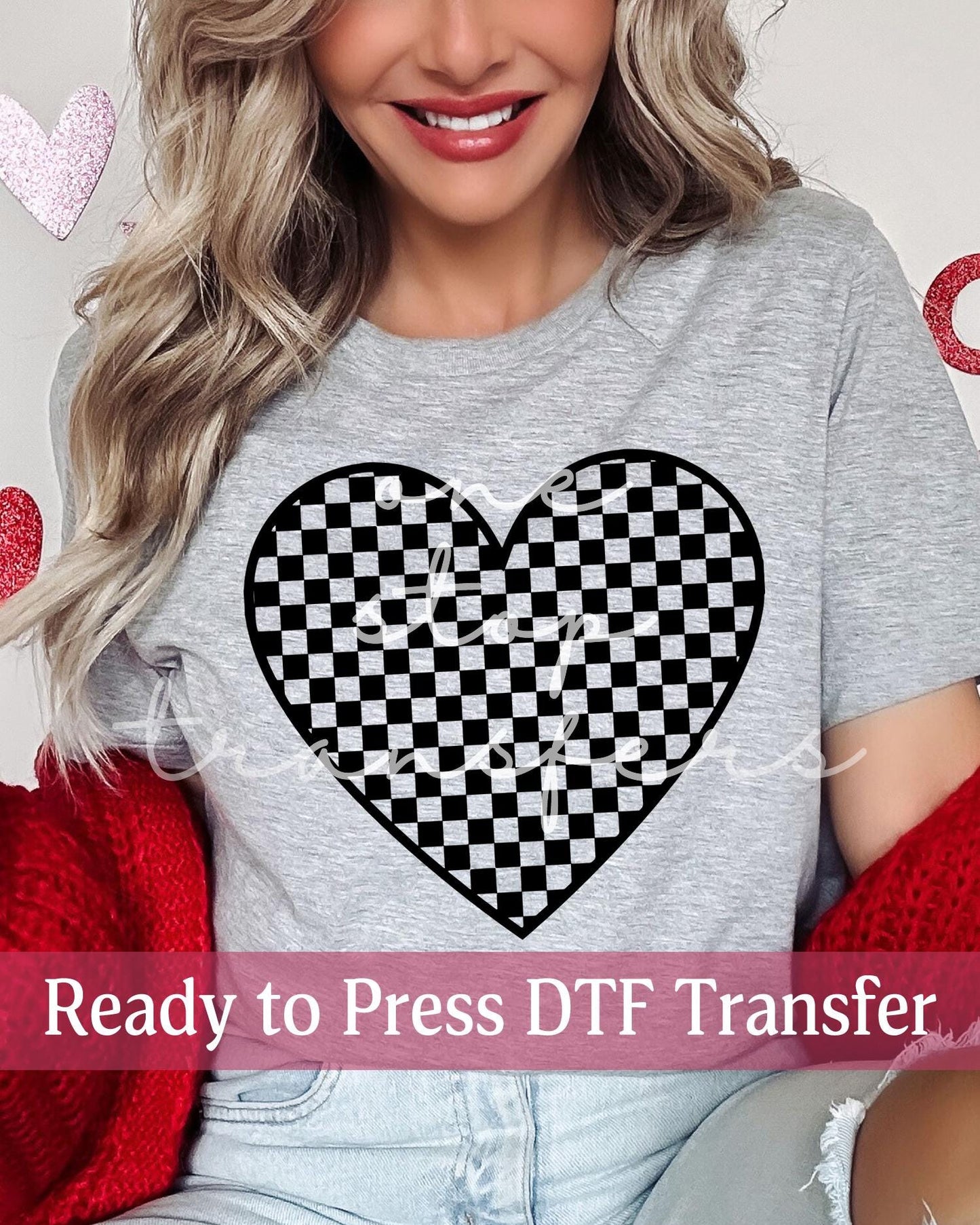 Valentine's Day Checker Heart - Ready to Press DTF Transfers