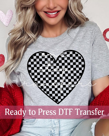Valentine's Day Checker Heart - Ready to Press DTF Transfers