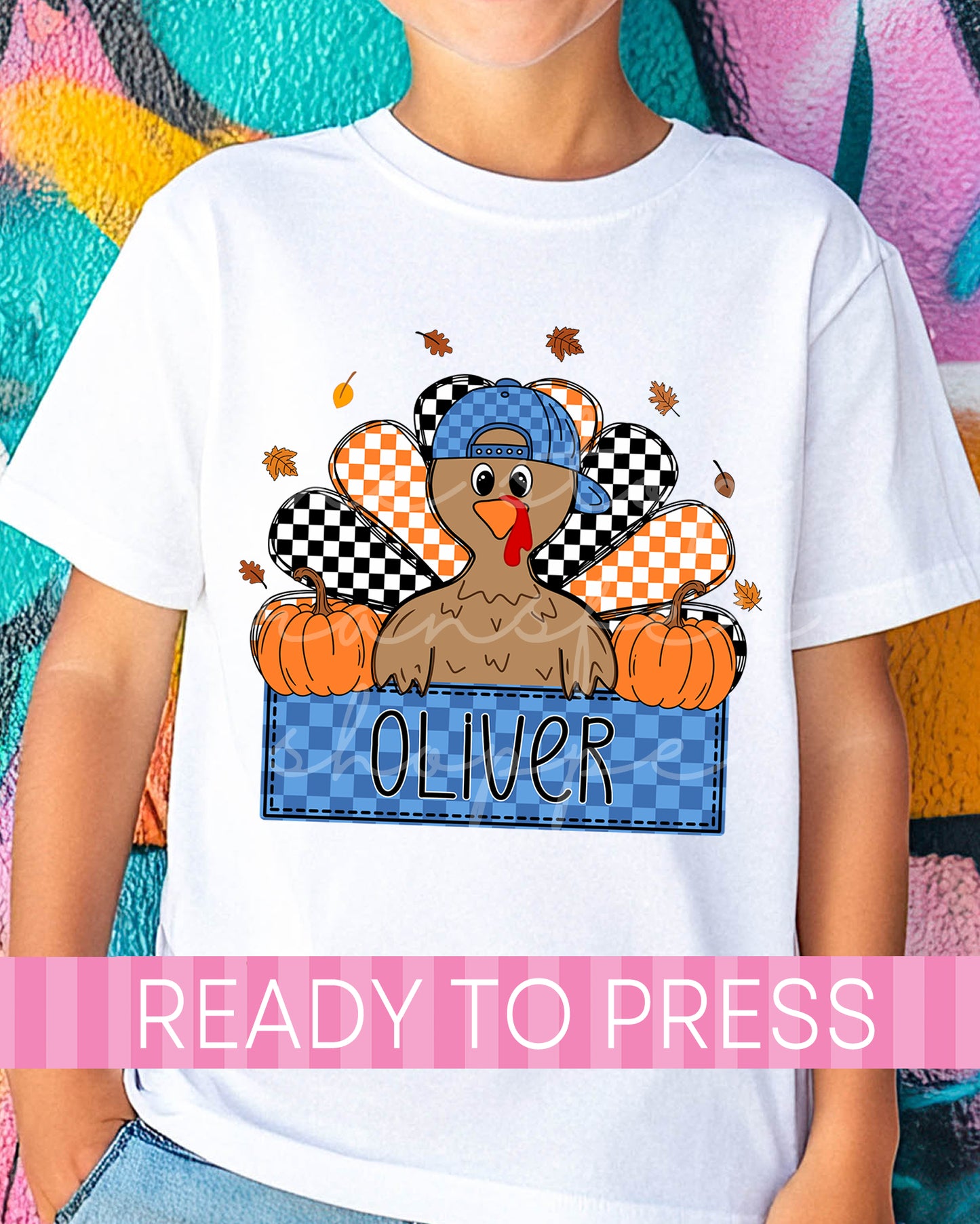 Custom Name Blue Checker Boy Turkey - Ready to Press DTF Transfers