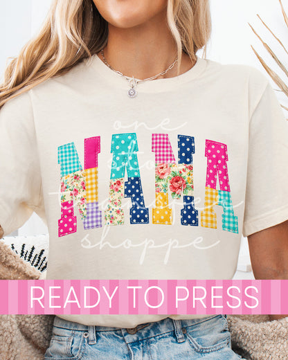 Floral Patchwork Mama Nana Mimi Gigi DTF Transfer - Ready to Press DTF Transfers