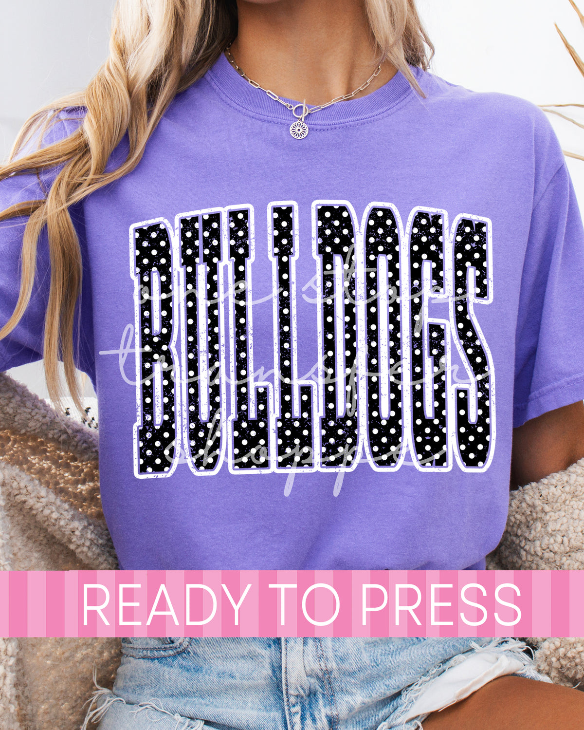 Distressed Black Dots Bulldogs Mascot - Ready to Press DTF Transfers