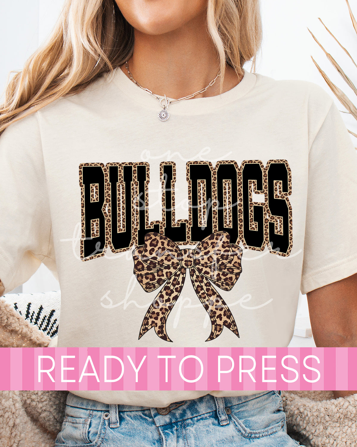 Leopard Coquette BULLDOGS Mascot - Ready to Press DTF Transfers