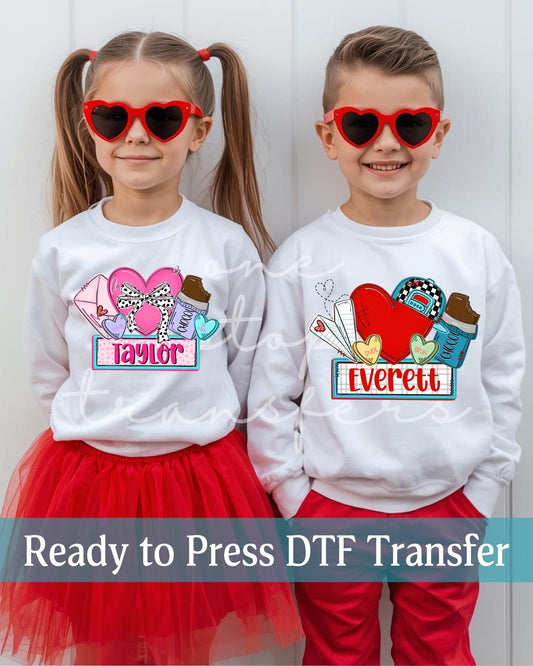 Custom Boy or Girl Valentine's Day Treats Name Plate - Ready to Press DTF Transfers