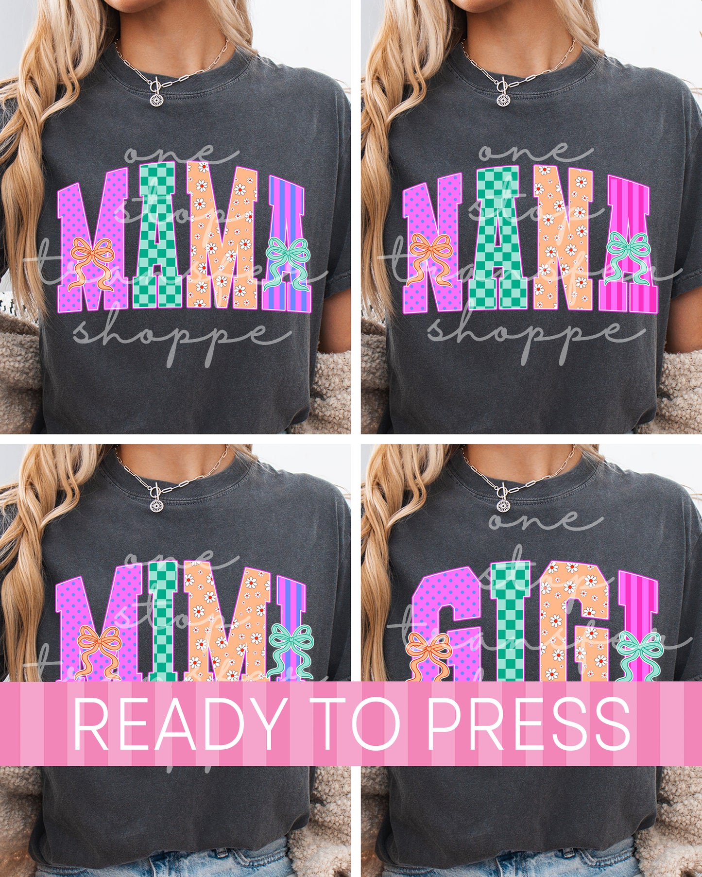 Neon Coquette Mama Nana Mimi Gigi DTF Transfer - Ready to Press DTF Transfers